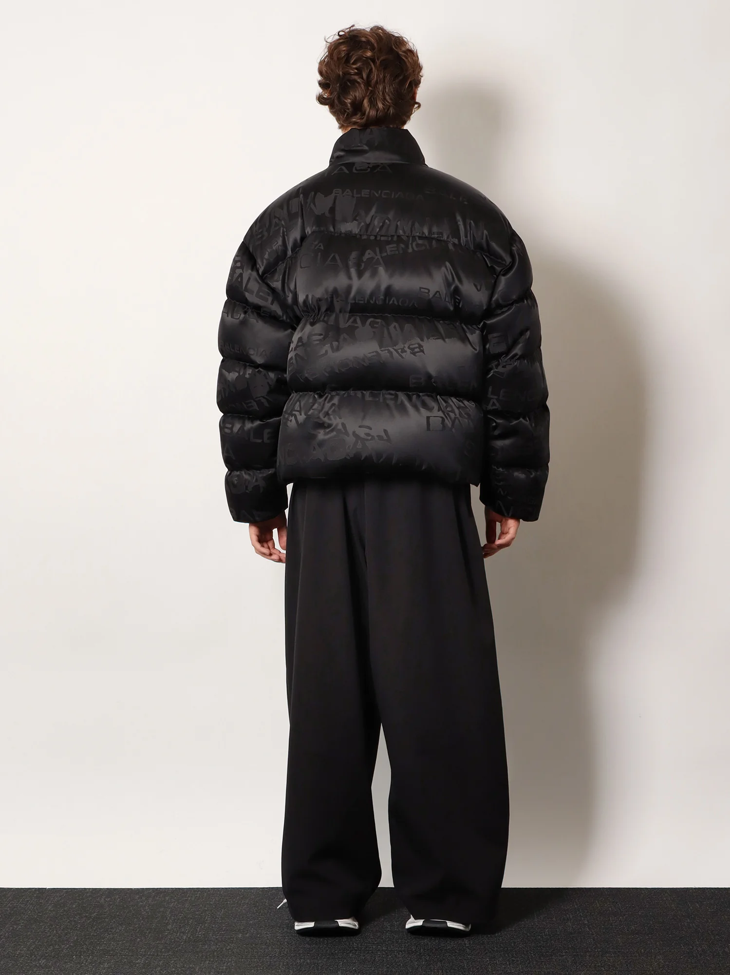 Nylon down jacket with all-over lettering logo - Image 3