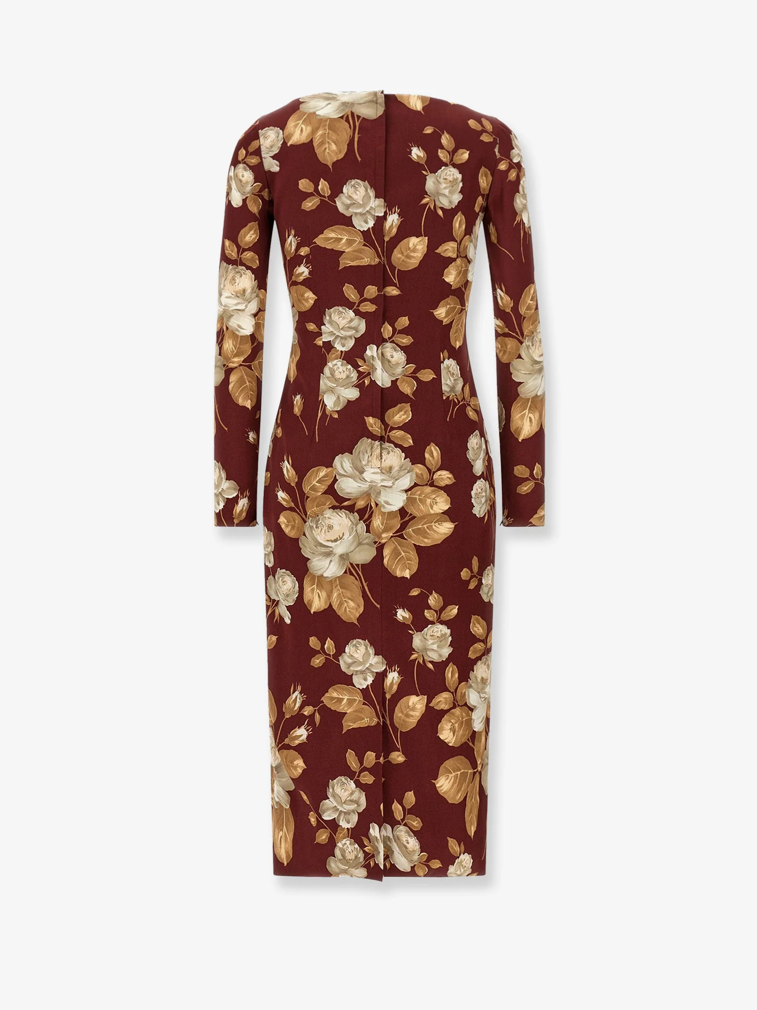 Vintage rose print satin midi pencil dress - Image 4