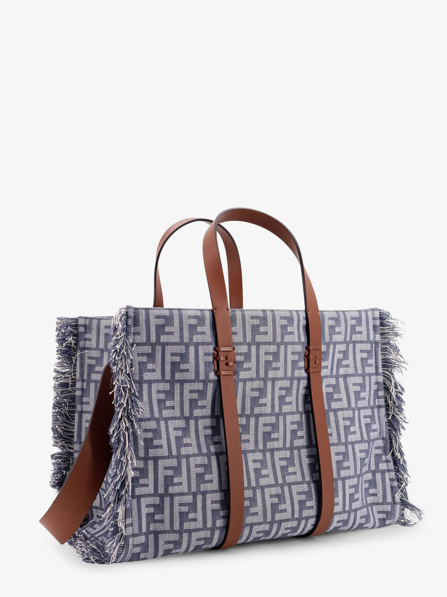 Summer Tote FF jacquard fabric shoulder bag with fringes - Image 4