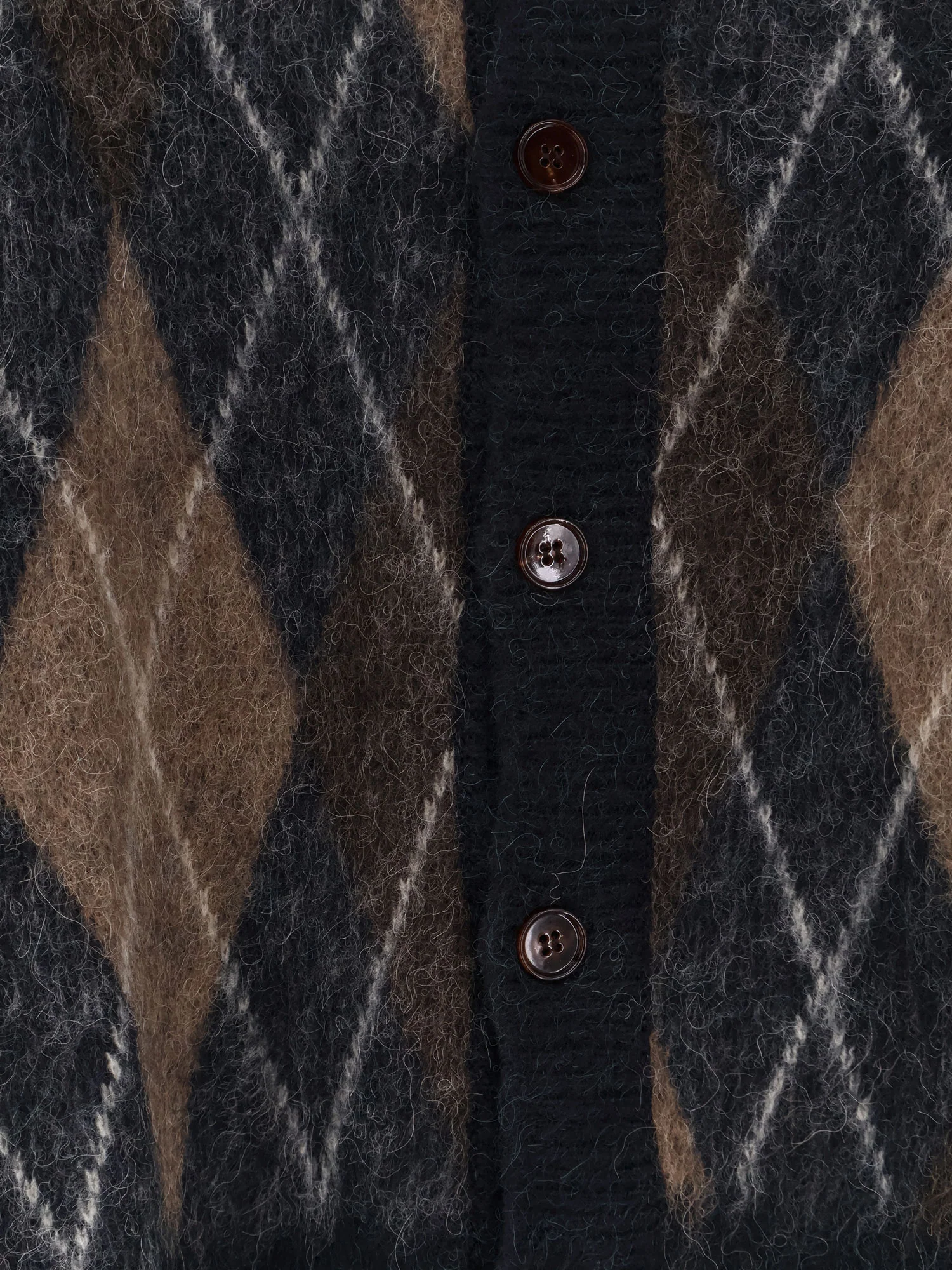 Unisex diamond pattern alpaca blend cardigan - Image 5