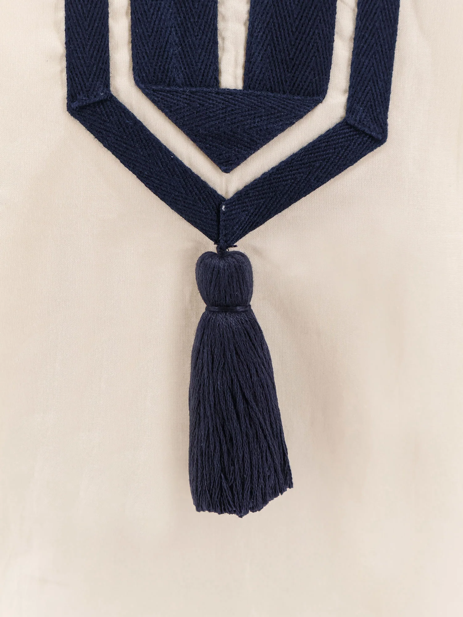 Cotton short dress with contrasting profiles - Image 3