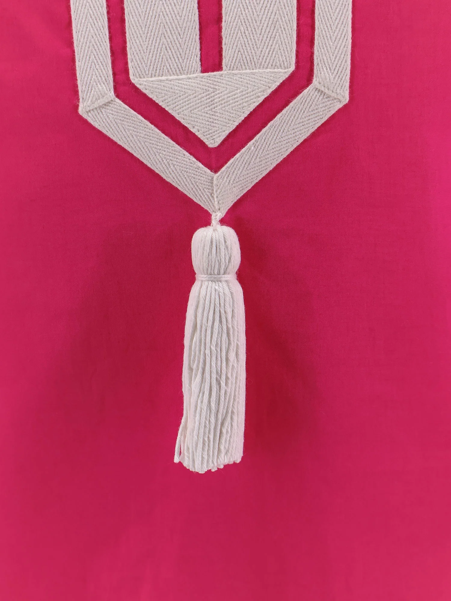 Cotton short dress with contrasting profiles - Image 3