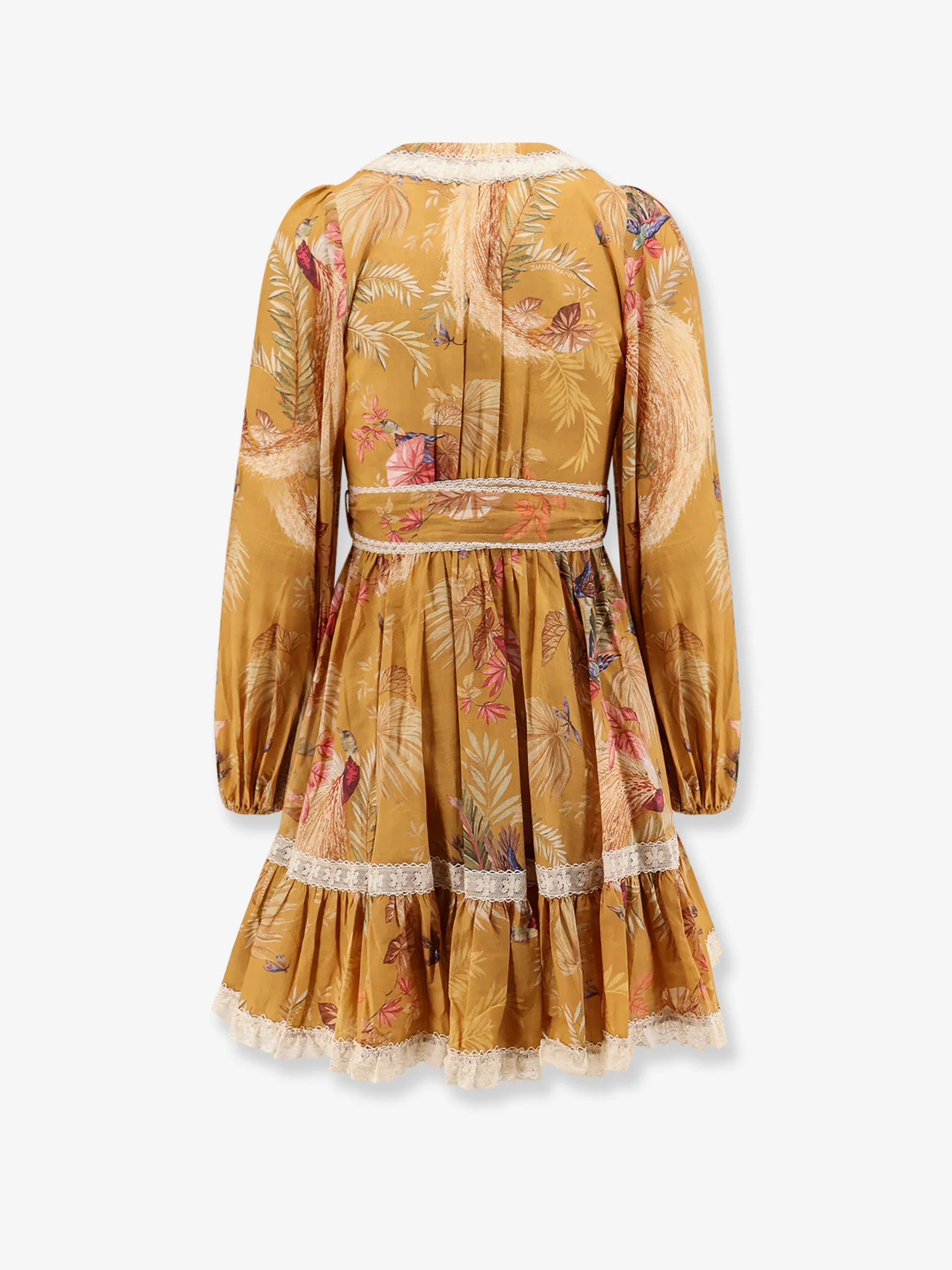 Frill cotton short dress with floral print - Image 4